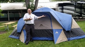 Bill setting his tent up